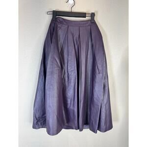 ASOS Leather Pleated Skirt Size 0 Purple High Waist EU 32 UK 4‎ Midi Classic